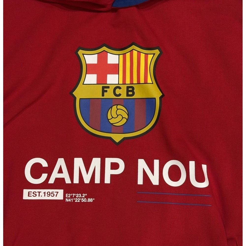 FORCA‎ BARCA FC BARCELONA CAMP NOU HOODIE RED ICONIC FOOTBALL Men's Size XL - Picture 4 of 6